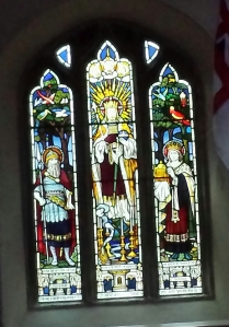 One of the ornate stained glass windows